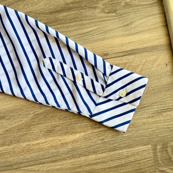 Banana Republic Dillon Blue & White Diagonal Stripe Pattern Long Sleeve Size S - Picture 7 of 11